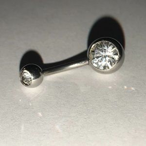 2 Gem Clear 14 gauge belly ring